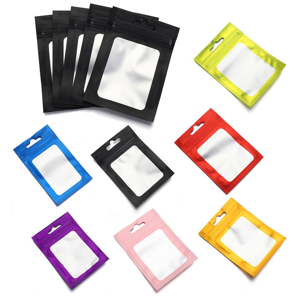 Reusable Zip Bag - Pochette en aluminium noir, 50 pièces,