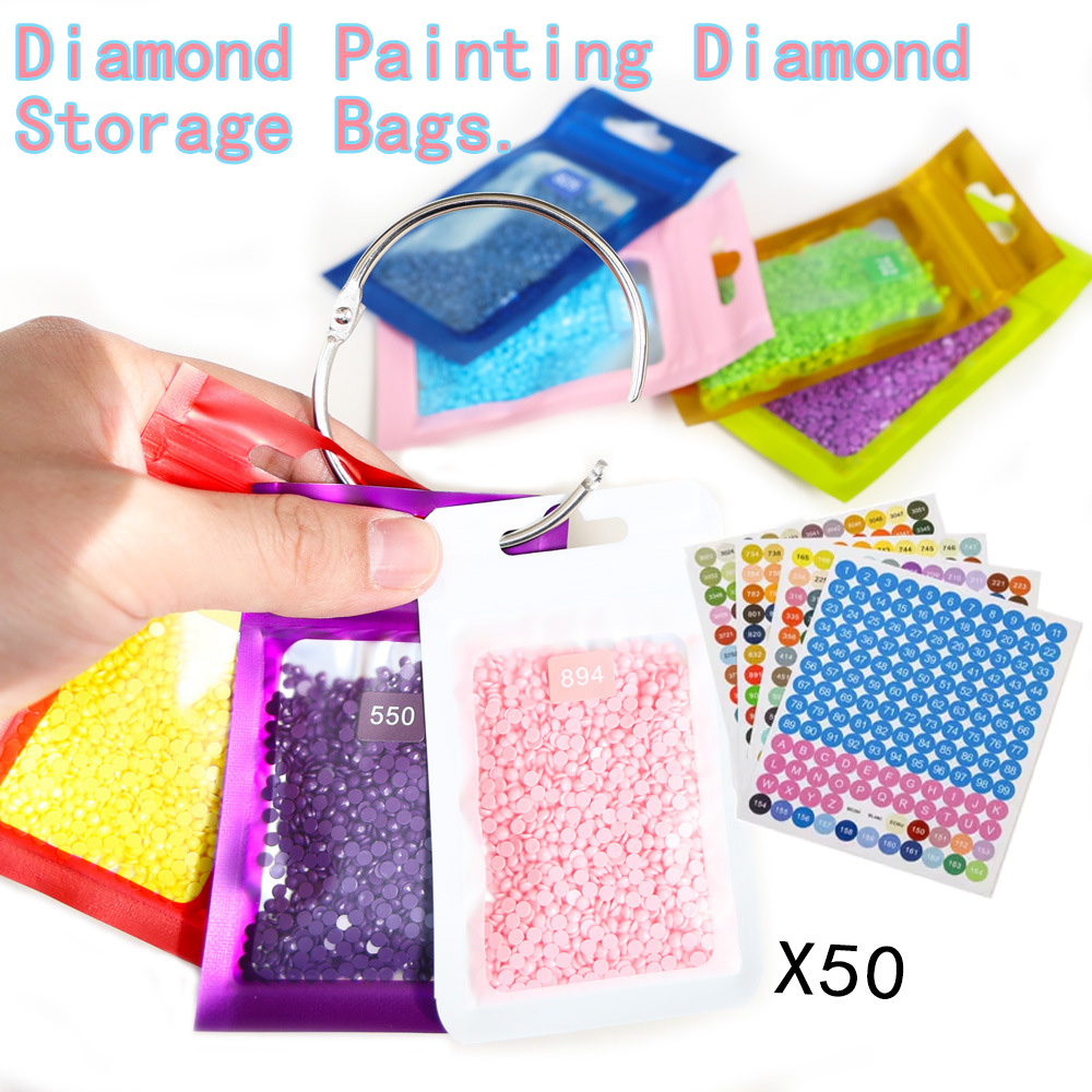 Reusable Zip Bag - 50 sacs de rangement pour perles
