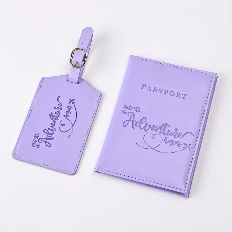 Luggage Cover Protector - Porte-passeport en cuir PU violet, clip