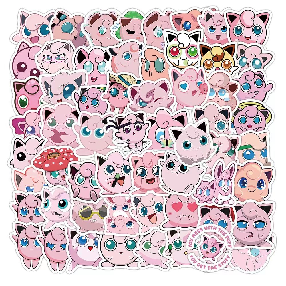 Sticker Luggage Decorative - 50 autocollants Pokémon Jigglypuff mignons pour