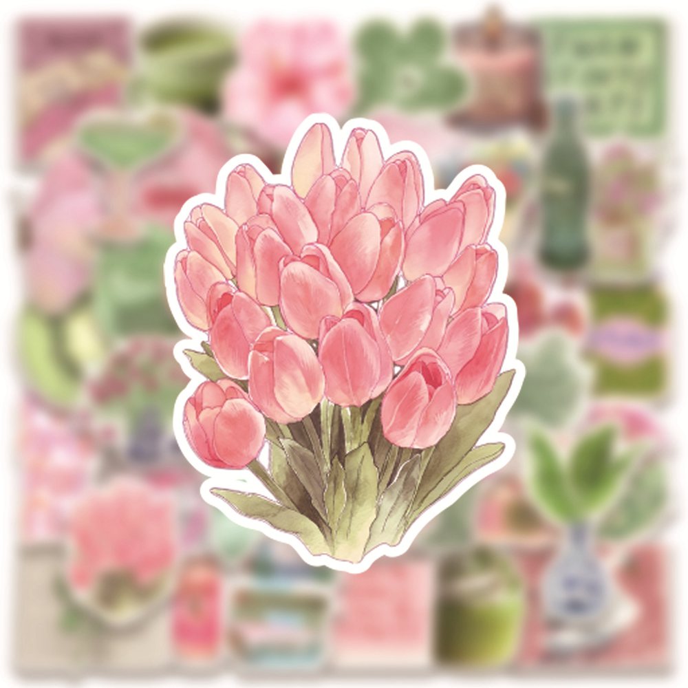 50pcs Ins vent rose vert été a - Sticker Luggage Decorative avis et prix