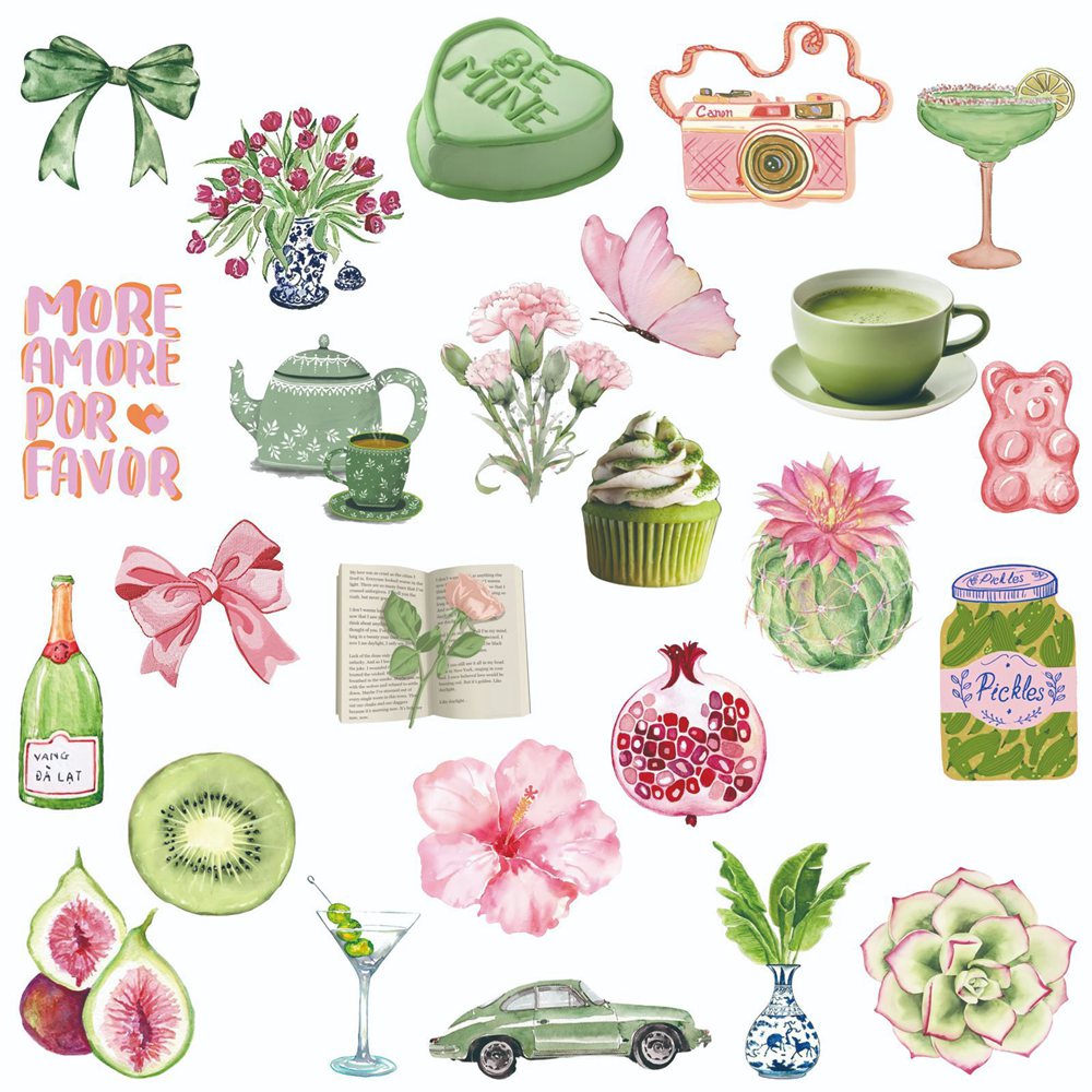 50pcs Ins vent rose vert été a - Sticker Luggage Decorative avis et prix