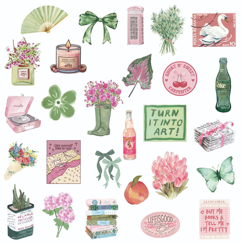 50pcs Ins vent rose vert été a - Sticker Luggage Decorative avis et prix